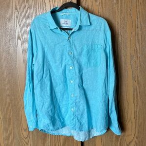 28 PALMS LIGHTWEIGHT TEAL LONG SLEEVE BUTTON FRONT SHIRT SIZE L